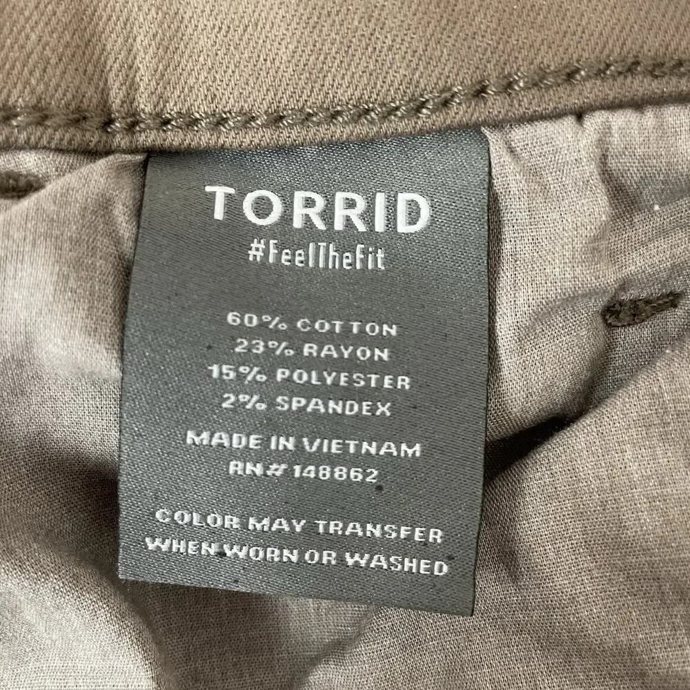 Torrid‎ Weekend Boyfriend Straight Mid Rise Pants Pull On Morel Brown 12 Tall 0T - Picture 12 of 13